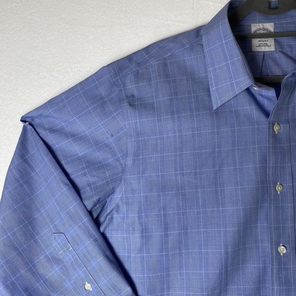 Brooks Brothers 1818 Mens Regent Fit Non Iron Dress Shirt Size 17 2/3 Blue EUC - Picture 5 of 16
